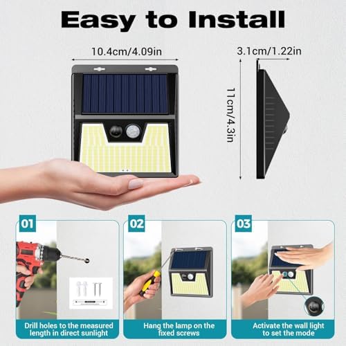 Peasur Solar Outdoor Lights [10 Pack], 3000K Warm Light Motion Sensor Outdoor Powered Security Lights 3 Working Modes Waterproof for Outside Garden Yard