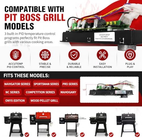 Smart WiFi PID Pellet Grill Controller Replacement with App & Digital Display, Upgraded Thermostat Panel Compatible with Pit Boss 440-1600 Navigator Sportsman Competition Onyx Pro Series