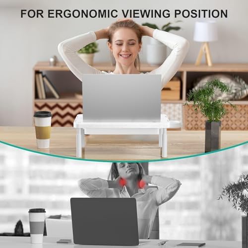 WALI Computer Monitor Stand with Storage, Monitor Riser 3 Height Adjustable
