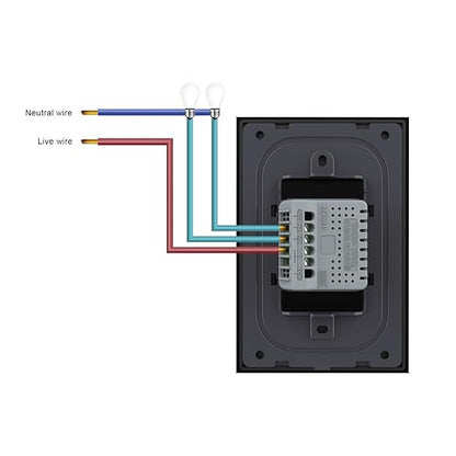 LIVOLO Modern Electrical Light Switch Tempered Glass Panel Single Pole Wall Touch Light Switch with Led Indicator,No Neutral Wire,2 Circles 1 Way (Black) | Tempered Glass Switch with Led Indicator,No Neutral Wire Required,Touch control,LED indicator, s...