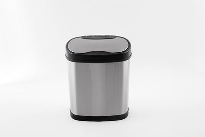 Ninestars Two-Piece Automatic Trash Can Combo Set, 13 Gal (50L) & 3 Gal (12L) Touchless Motion Sensor Garbage Cans with Odor-Sealing Lids, Matching Oval Stainless Steel, Black Trim