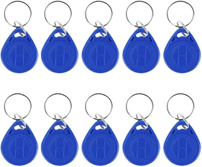 RFID 125KHz Blue Keychain ID Access Card Proximity Card Tag for Access Control Systems (10-Pack)