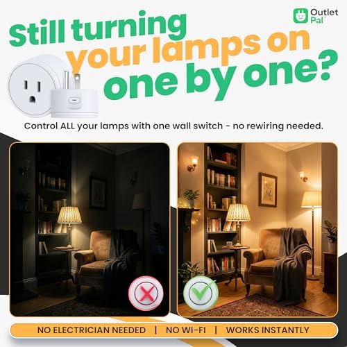 Change Which Outlet Your Wall Switch Controls | No App, No WiFi Required | Synchronized Outlet Plugs | Wirelessly Paired Smart Plugs