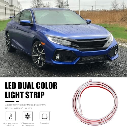 DREAMOTOR 71 Inch Car Hood Light Strip, White/Amber Car LED Hood Light