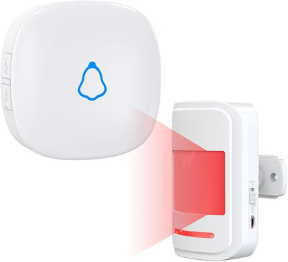Motion Sensor Door Chime, METAK Wireless Motion Detector Alarm Indoor,White | PIR Bell for Business When Entering/Home Doorway/Store Entrance/Garage Security, Pet/Elderly/Dementia Monitoring Entry Buzzer