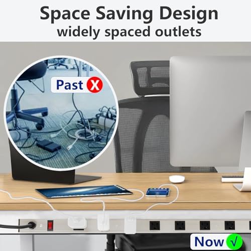 Inland 12 Outlet Long Aluminum Heavy Duty Power Strip with 3FT 14AWG Cord, 15A/1875W, Wide Spaced Outlets, ETL Listed Electrical Outlet Extender, Outlet Splitter, Ideal for Office, Garage, Workshop