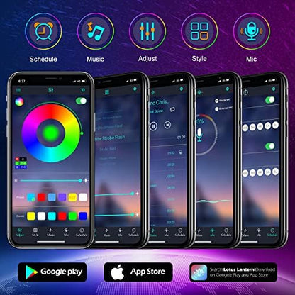 FBZ 100Ft Outdoor Waterproof LED Strip Lights,Music Sync RGB IP65 Led Lights with App Control and Remote,Color Changing Waterproof Led Rope Lights for Outdoor,Balcony,Roof,Garden,Stairs Party