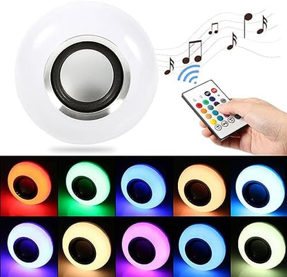 Garosa LED Color Changing Light Bulb with Bluetooth Speaker, 12W E27 RGB Smart Bulb Remote Control for Living Room Bedroom Bathroom Closet Decor