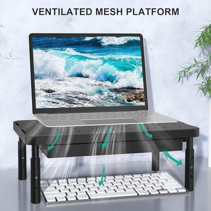 WALI Computer Monitor Stand with Storage, Monitor Riser 3 Height Adjustable