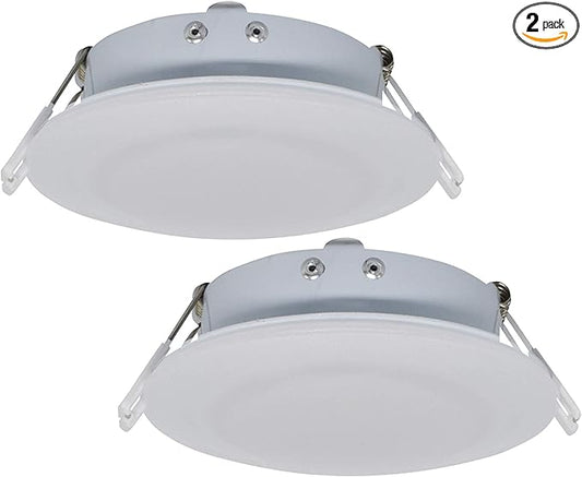 Facon 4.5inch 12V LED RV Puck Light - 2 Packs, 4000K Cool White, Full Aluminum Recessed 12Volt Interior Ceiling Lights for RV, Camper, Trailer, Boat, cETL Certified