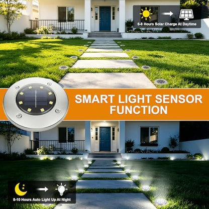 OULONGER 4.6inch Solar Ground Lights, Garden Solar Outdoor Waterproof Pathway Bright In-Ground Landscape Lights for Patio, Lawn, Yard, Driveway, Step and Walkway(White Light 16Packs)
