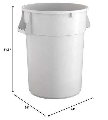 44 Gallon White Round Commercial Trash Can, Heavy-Duty Food Grade NSF Certified, Perfect for Restaurant, Office, School, Garage, Backyard, Workshop, Warehouse