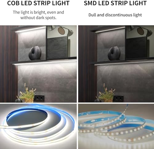 COB LED Strip Lights 32.8ft,6000K DC 24V Dimmable White