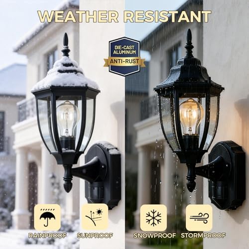 Porch Lights Outdoor Motion Sensor Wall Sconce Anti-Rust Aluminum, Exterior Outdoor Wall Lights Dusk to Dawn Porch Light Fixture Wall Mount for House Outside Patio