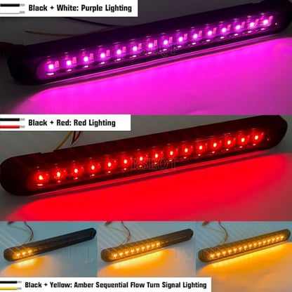 PSEQT 3 Color Trailer Tail Brake Stop Turn Signal Running LED Lights Bar Amber Red Purple Rear Identification Marker Waterproof Light Strip for Trailer Truck Pickup Offroad RV ATV UTV Bus Van, 2Pcs