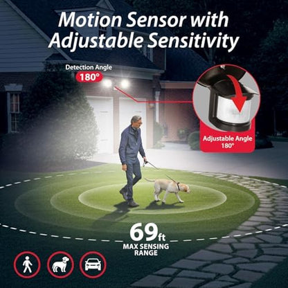 RAB Lighting LU160 Luminator Motion Sensor Outdoor Lights - Flood Light for Security, Outside Dusk to Dawn Photocell, 3000k–5000k Tunable, IP65 Weatherproof Rating, 160°Coverage, 50 Ft Range (Bronze)