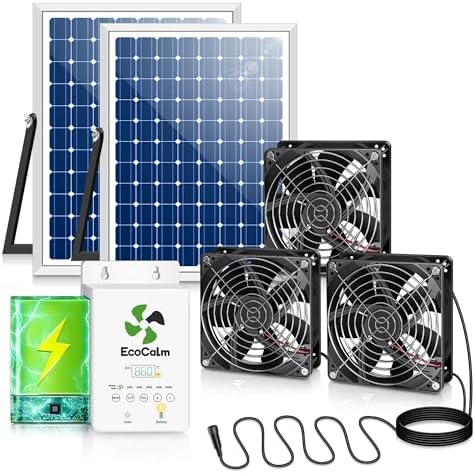 Solar Exhaust Fan for Greenhouse with Smart Thermostat and Battery