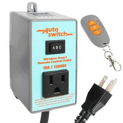 O'SKOOL Remote Control Wireless Electrical Outlet Switch, 433M Transmitter 120V Plug (Battery Included), PTA021