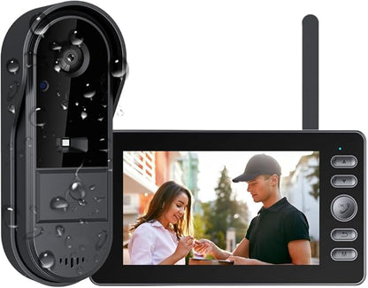 TKMARS Doorbell Camera Wireless No Subscription with Monitor for Home/Apartment, Video Doorbell 1080P No App/WiFi Needed, Intercom 2-Way Talk,Waterproof Door Bell with Recording & Night Vision