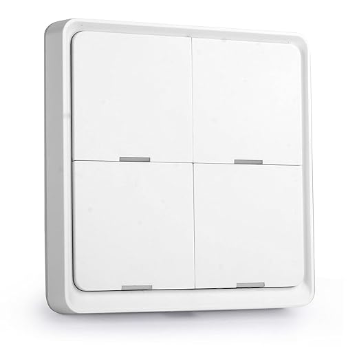 FTVOGUE Wireless 4 Gang Scene Panel No Wiring Needed Stick on Wall Tuya Smart Life for Home Automation