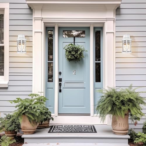 Darkaway Outdoor Wall Light Fixture,2pcs Outside Porch Lights Wall Mounted with Water Ripple Glass Exterior Waterproof Lantern Modern Wall Sconce Lighting for Front Door