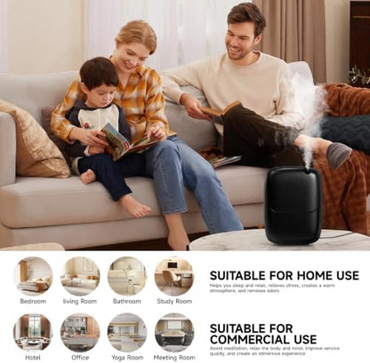 Waterless Essential Oil Diffuser — 3000sq.ft Smart Scent Air Machine with Cold Air Tech, App+Panel Control for Large Home Office Hotel Spa, Wall Mount 400ml (Black)