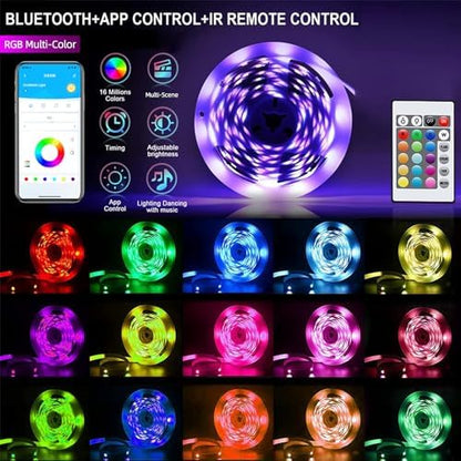 CHARKEE LED Strip Lights 200ft (2 Rolls of 100ft). 24V 5050 Ultra Long Super Bright Smart Light Strips with APP Control. 24keys Remote Music Sync Color Changing Led Lighting for Bedroom, Decoration