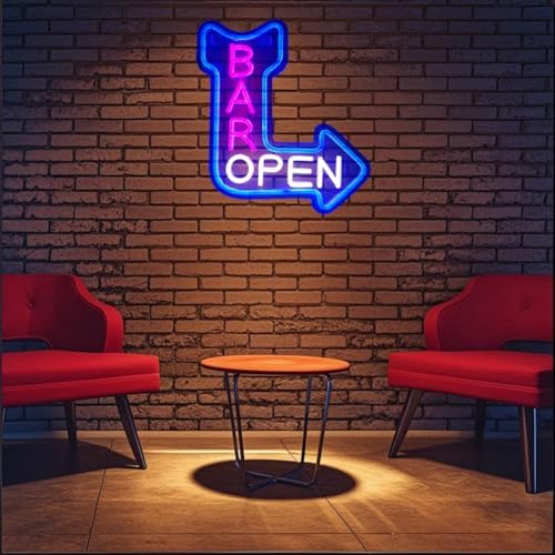 Bar Open Neon Sign Open Arrow Neon Light