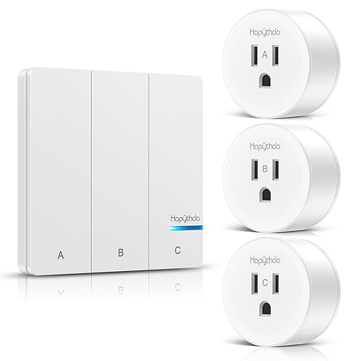 Remote Control Outlet Plug, 15A/1500W Wireless Light Switch for Lights, Fans, Projectors, Kitchen Appliances, 500 Feet RF Range Remote Light Swich Wireless, 3 Outlets & 1 Remote