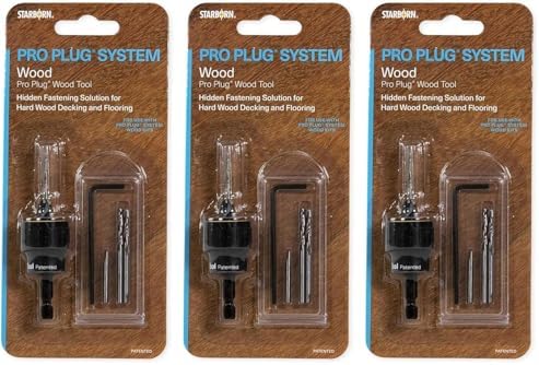 Starborn Industries Smart-Bit Pro Plug System Countersink Drill Bit Tool for Wood Decks, Flooring, and Woodworking (Pack of 3)