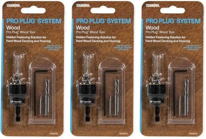 Starborn Industries Smart-Bit Pro Plug System Countersink Drill Bit Tool for Wood Decks, Flooring, and Woodworking (Pack of 3)