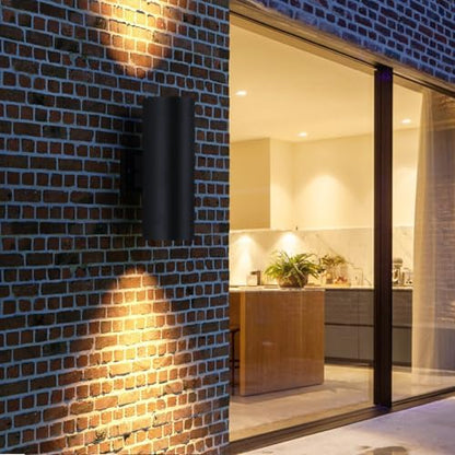 mirrea 14" Modern Outdoor Porch Light in 2 Lights, Matte Black, 2 Pack