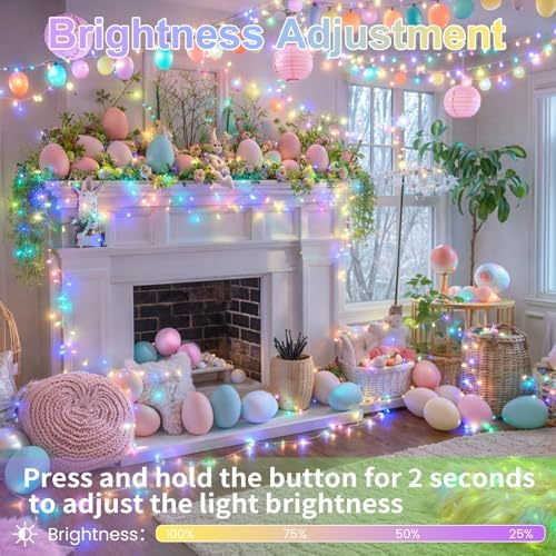 200 LED Connectable String Lights, 66FT Easter Pastel Lights Outdoor Indoor