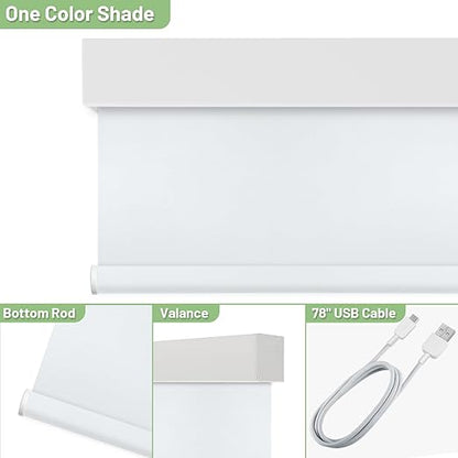 Motorized Blinds with Remote Control, 100% Blackout Cordless Wireless Electric Window Roller Shade Matter Motor Over Thread Compatible with Alexa/Google Home/Homekit (White)