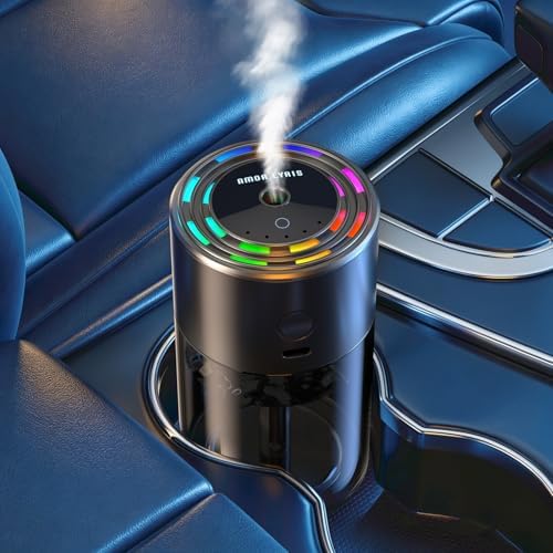 Amor Lyris Smart Car Air Freshener Diffuser, 5.7 fl oz Car Diffuser, Ultrasonic Mist, Long-Lasting Car Air Freshener up to 6 Months, RGB Light, On/Off
