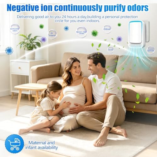 4PCS Air Ionizers for Home, Abnaok Negative Ion Filtration System, Quiet Air Freshener for Bedroom, Office, Kitchen, Portable Air Filter, Smoke Dust, Pets, Eliminator, Mini Air Cleaner