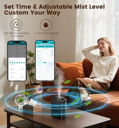 Waterless Essential Oil Diffuser 3000 Sq.Ft Coverage for Large Home Hotel Office, 400ml Cold Air Scent Machine for Aromathrapy, Bluetooth App Control, Quiet Aroma Diffuser Wall Amount Christmas Gift