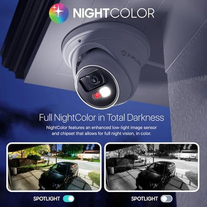 AMLINK 4K POE Camera, 8MP Outdoor Turret Security IP Camera, 100ft Color Nightvision, AI Human/Vehicle Detect, Built-in Mic Speaker, MicroSD Recording (256GB), 105° FOV, 4K@20FPS AL8M-T8198EW