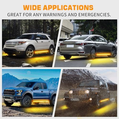 XRIDONSEN 2PCS 60 inch Running Board Strobe Lights Amber Emergency Lights