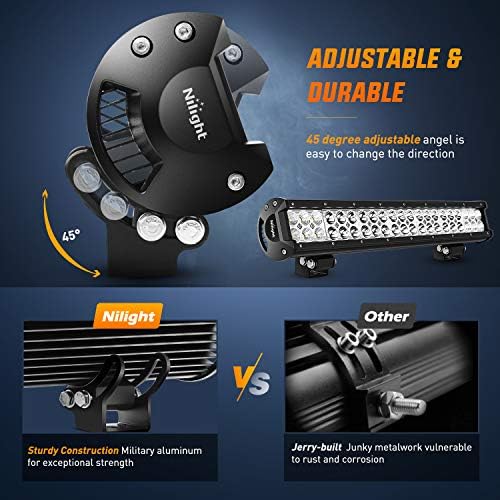Nilight LED Light Bar 2Pcs 20Inch 126W 8820 LM Off Road Driving Lights Spot Flood Combo Fog LED Work Light 12V 24V for Motorcycles Van Camper Wagon Car Pickup Golf Cart ATV UTV SUV Truck Boat 4x4