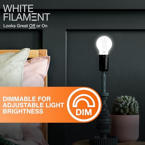 Sylvania A19 Clear LED White Filament Bulb, 6.5W, Dimmable, 800 LMS, Medium Base, 2700K, Soft White - 6 Pack (42640)