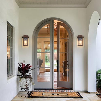 Outdoor Wall Sconce, Brown Outside Porch Light Fixtures Clear Glass