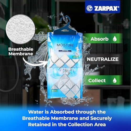 ZARPAX Hanging Moisture Absorber Bags Fresh Cotton 10.5 oz - Set of 10