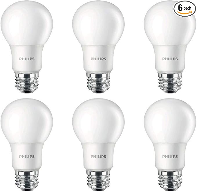 PHILIPS LED Non-Dimmable A19 Frosted Light Bulb: 1500-Lumen, 2700-Kelvin, 14.5-Watt (100-Watt Equivalent), E26 Base, Soft White, 6-Pack, 461995