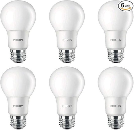 PHILIPS LED Non-Dimmable A19 Frosted Light Bulb: 1500-Lumen, 2700-Kelvin, 14.5-Watt (100-Watt Equivalent), E26 Base, Soft White, 6-Pack, 461995