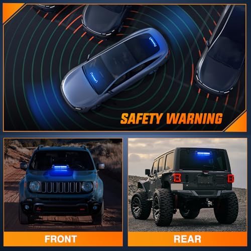 Nilight 12LED Traffic Advisor Strobe Light Bar Blue Hazard Safety