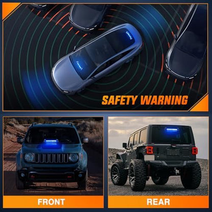 Nilight 12LED Traffic Advisor Strobe Light Bar Blue Hazard Safety