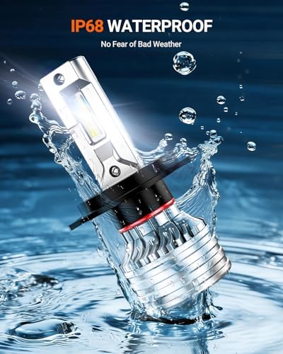 SEALIGHT H4 Bulbs, 120,000LM 17X Brightness, 9003 HB2 H4 6500K Cool White LED Bulbs, IP68 Waterproof 80000Hrs Lifespan, No Flickering, 1Mins Installation, 2 Pack