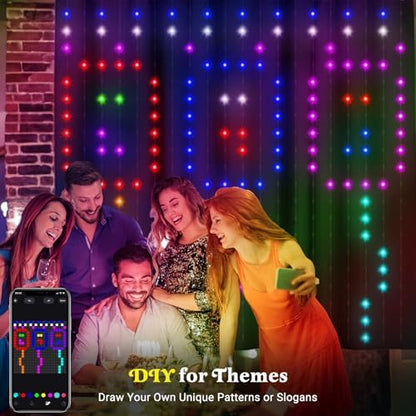 CoziTech Smart Curtain Lights, Color Changing 400 LED Curtain Lights 6.6 * 6.6 FT, RGB DIY String LED Flag Fairy Light for Backdrop Party Indoor Outdoor Holiday Decor(APP +Remote Control)