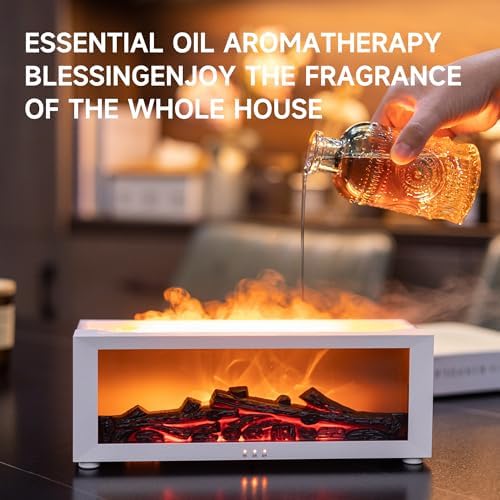 TMEHM Fireplace Flame Essential Oil Diffuser Humidifier, Aromatherapy